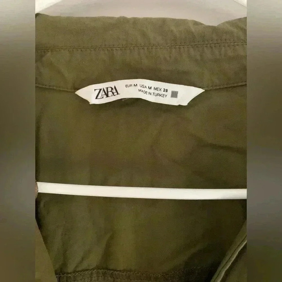 Woman’s ZARA Army Green Long Sleeve Lightweight Button Military Jacket Size M - Picture 2 of 8